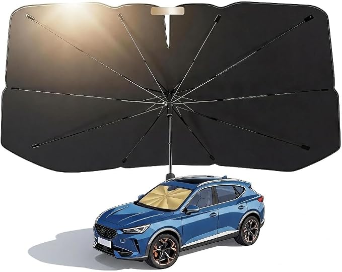 Windshield Sun Shade Umbrella,Car Windshield Umbrella Sun Shade,Fits Various Front Windshields,53"x28" by Unknown