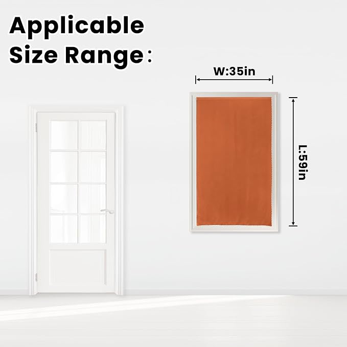 Self Adhesive Curtains Portable Blackout Curtain Simple and Easy to Install Bedroom Window Thermal Lnsulated Kitchen Room Darkening Black Small Drapes, 35" W X 59" L, Orange, 1 Panel - Image 7
