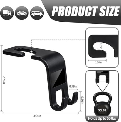 ZSDY Car Seat Headrest Hooks Heavy Duty Vehicle Back Seat Storage Organizer Hanger for Purse Grocery Bags Coat Universal Car Interior Accessories 2 Pack, Black - Image 2