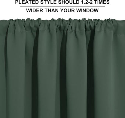 RYB HOME Blackout Curtains for Bedroom Living Room Nursery 63 inches Long | Thermal Insulated, Privacy Protection, Rod Pocket, Drapes for Office Home Theater, W42 x L63, Dark Green, 2 Panels - Image 6