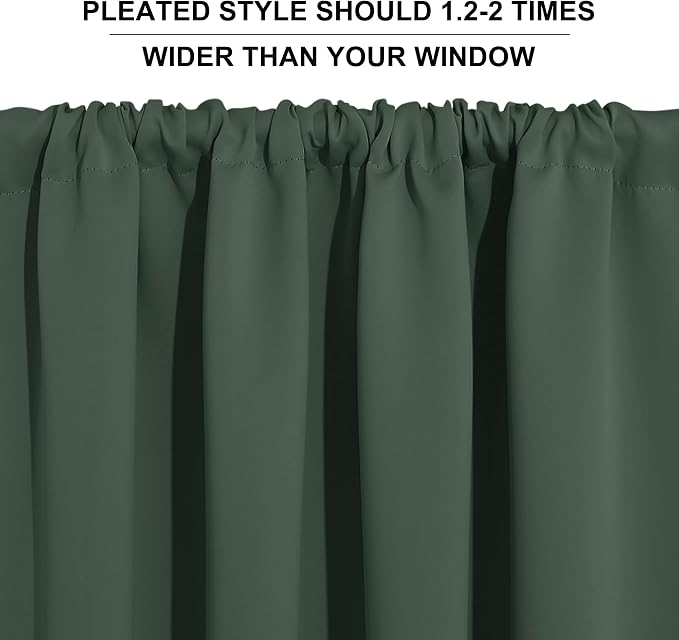 RYB HOME Cafe Blackout Curtains 24 inch Length, RV Camper Window Curtains | Short Small Half Window Tiers,Privacy,Thermal Insulated,Light UV Heat Blocking,Rod Pocket,W29 x L24,Dark Green,2 Panels - Image 5