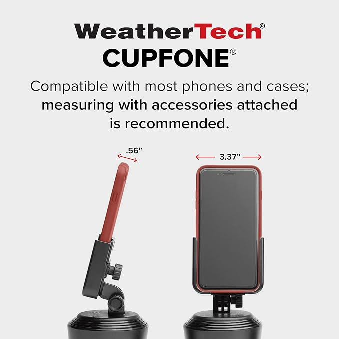 WeatherTech CupFone, Universal Cup Holder Phone Mount for Cars – Adjustable & Secure Fit, Hands-Free Phone Holder with Open Access for Charging – Compatible with iPhone, Android - Metal Knobs, Red - Image 7