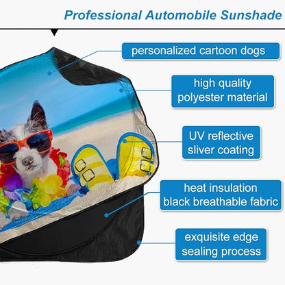 Car Windshield Sunshade, KANCOKIT Cartoon Pattern Auto Sun Shade Foldable for Front Window Sun Visor Protector UV Ray Reflector Keep Vehicle Cool Protect Kids Baby & Pets (59" x 33.5") (Flowers) - Image 2