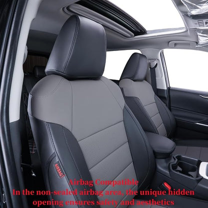 coverdream Corolla Cross Leather Seat Covers Custom Fit for 2023-2026 Toyota Corolla Cross Hybrid S,SE,XSE,Nightshade SUV,Fully Covered,Luxury Waterproof Car Seat Protector(Full Set,Black/Gray) - Image 5