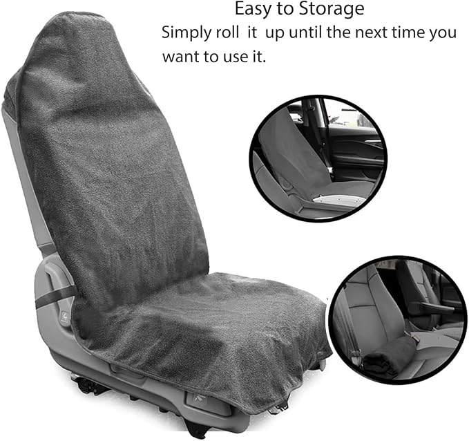 Waterproof Sweating Car Seat Cover for Post Gym Workout, Running, Swimming, Beach and Hiking, Universal Fit Non-Slip Towel Bucket Seat Protector for Cars SUV Trucks, Machine Washable (Grey) - Image 4