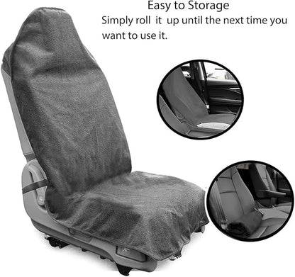 Waterproof Sweating Car Seat Cover for Post Gym Workout, Running, Swimming, Beach and Hiking, Universal Fit Non-Slip Bucket Seat Protector for Cars SUV Trucks, Machine Washable (2pcs Grey) - Image 4