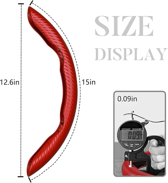 Carbon Fiber Steering Wheel Cover Universal 3pcs Protector Matte Red - Image 5