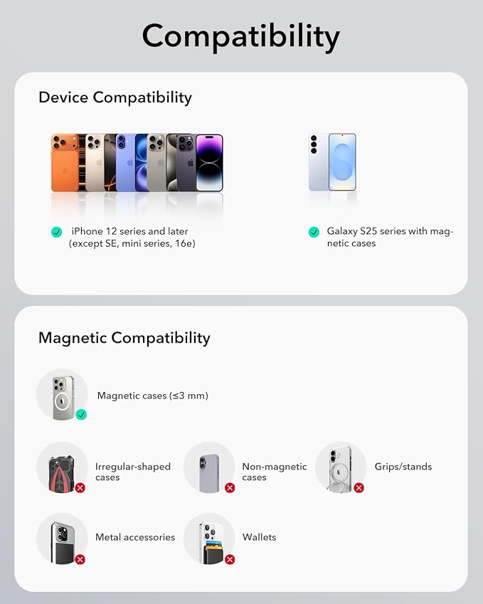 ESR for 15W MagSafe Car Mount Charger for iPhone 17-12, Samsung Galaxy S26 | Magnetic Wireless Car Charger, for MagSafe Car Charging, Air Vent Dashboard Phone Holder Mount, Fast Charging - Image 9