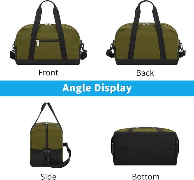 Apenze Small Gym Bag 14 inch Duffel Bag | Mini Carry On Bag, lightweight,Travel Sport ,Olive Green - Image 7