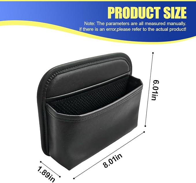 Car Seat Side Storage Bag, PU Leather Automotive Console Seat Gap Filler Organizer, Multifunctional Mini Vehicle Door Side Pouch for Phones, Keys, Wallets, Sunglasses (Black) - Image 2