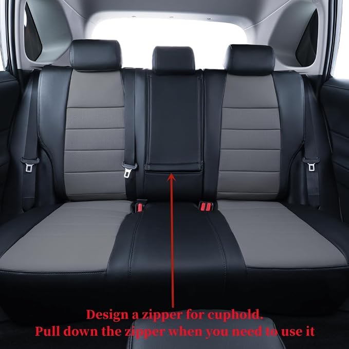coverdream Corolla Cross Leather Seat Covers Custom Fit for 2023-2026 Toyota Corolla Cross Hybrid S,SE,XSE,Nightshade SUV,Fully Covered,Luxury Waterproof Car Seat Protector(Full Set,Black/Gray) - Image 2