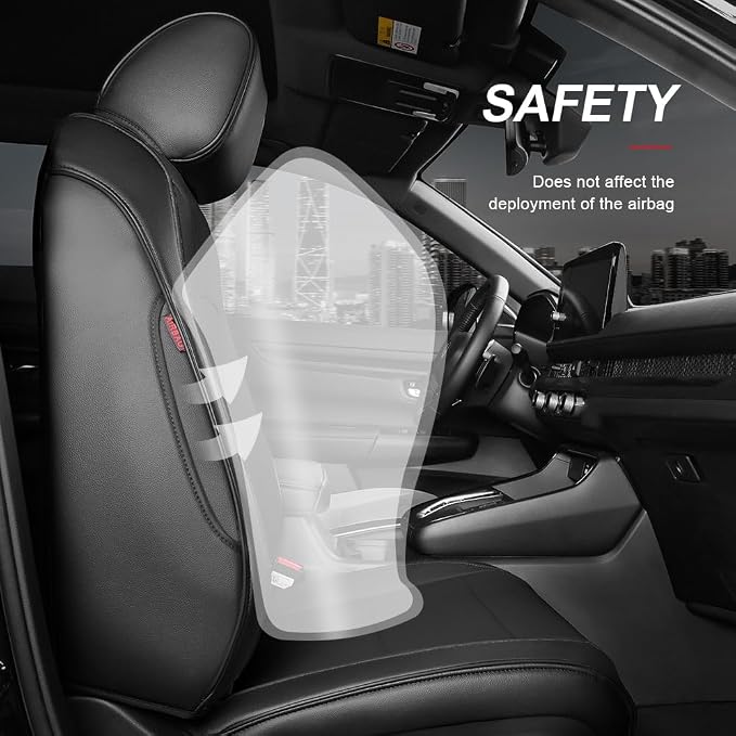 Lolcar CRV Seat Covers Custom Fit for Honda CRV 2017 2018 2019 2020 2021 2022,Leather Car Seat Cover Full Set for Trucks SUV,Waterproof Car Seat Cushion,Faux Leather (Black) - Image 6