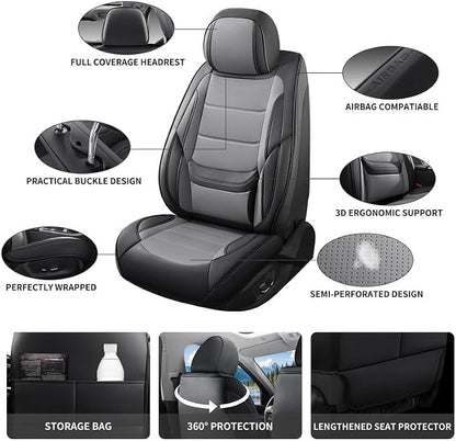 Car Seat Covers Full Set Custom Fit For Lexus ES300 1997-2003, Black&Gray | Lumbar Support, Premium Faux Leather, Breathable, Anti-Slip, Airbag Compatible, Waterproof, Car Seat Protectors, 2 Row-5Seat - Image 3