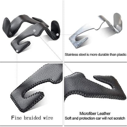 2 Pack Car Headrest Hooks, Microfiber Leather & Alloy Purse Hook Holds 45lb | Durable Alloy Material 360° rotating hooks hold bags, groceries up to 45lb; soft leather protects seats; fits most vehicles - Image 5