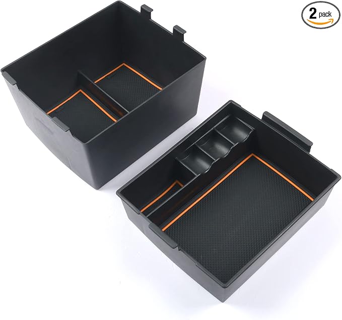 CDEFG for 2022-2026 Ford Maverick Center Console Organizer Tray Accessories | 2022-2026 Maverick Armrest Trays Storage Box Coin Holder 2022-2025 2026 Maverick Truck Accessories, 2-Pack (Orange Trim) by CDEFG