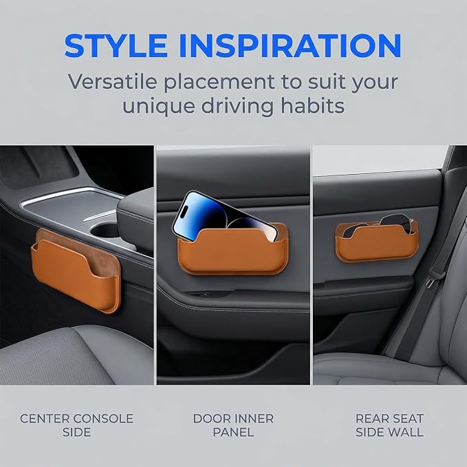 Sunglasses Holders for Car Dashboard, Self Adhesive Vehicle Center Console Glasses Storage Case, Automotive Interior Eyeglasses Storage Box Organizer, Universal Fit (Orange) - Image 4