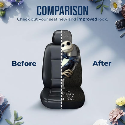GENANY Gothic Skeleton Suit Car Seat Covers, 2-Piece Front Seat Set | 2-piece polyester front seat cover set, each 35 x 21 x 21 inches, with adjustable straps and hooks - Image 7