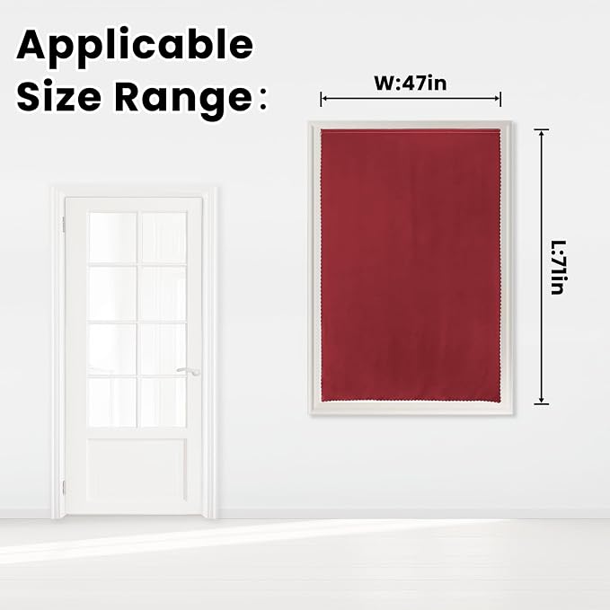 Self Adhesive Curtains, Stick Curtain Blackout Shades Window Cover Curtains for Living Room No Drilling, 47" W X 71" L, Burgundy, 1 Panel - Image 7