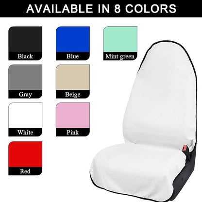 DXNQ 2PCS Car Towel Seat Cover, Waterproof Sweating Non-Slip Premium Soft Towel Carseat Protector, Universal Machine Washable Car Truck SUV Front Seat Cover for Gym Workout Beach Hiking (White) - Image 4