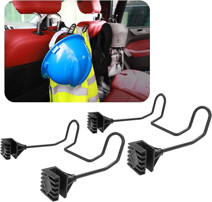 GODLIY Hard Hat Holder for Truck, Heavy-Duty Metal Car Headrest Hooks 2PCS | Work Truck Accessories for Hard Hat , Safety Vest & Tool Bag , Car Helmet Organizer | Hard Hat Accessories by Unknown