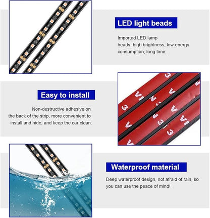 povtii Car LED Strip Light, 24 LED RGB Auto Under Dash Interior Atmosphere Lights, USB Vehicle Decorative Lamp Ambient Night Light Strip, Lighting Kit Car Accessories (Blue) - Image 3