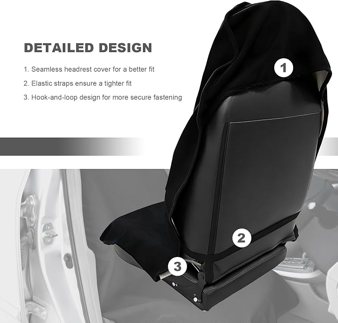 Car Towel Seat Cover, Waterproof Non-Slip Bucket Seat Protector for Running Swimming Hiking, Universal Machine Washable Front Seats Towel Protective Cover for Car SUV Truck (Black) - Image 3