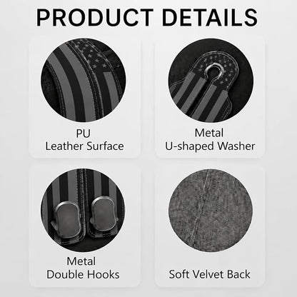 Cute American Flag Car Seat Back Storage Headrest Hooks for Purses & Bags – 2PCS PU Leather Dual Metal Hooks, Backseat Organizer Accessories - Image 3