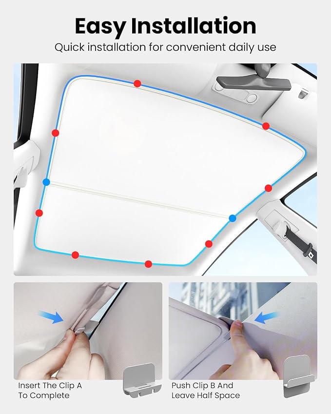 REEVAA Tesla Model S (2026-2022) Sunshade Roof Accessories, Gray | OEM Fit; Full Blackout & Heat-Blocking; Protect Interior & Reduce A/C Workload; Two-Piece Magnetic Design Prevents Sagging - Image 6