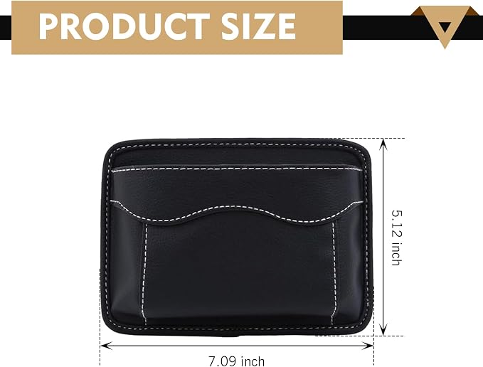 Car Seat Side Pocket Organizer, Black PU Leather Mini Auto Seat Storage Bag, Pen Phone Holder Tray Pouch Vehicle Seats Gap Filler, Universal Organize for Documents Registration Notepad - Image 2