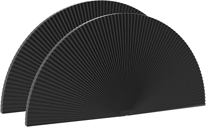 Myshade Arch Window Shades Half Circle Blackout Cellular Shades Cordless No Drill Blinds for Windows Half Moon Honeycomb Fabric No Tools Room Darkening Shades Easy Install (2PCS Black 36" W X 18" H) by MYSHADE
