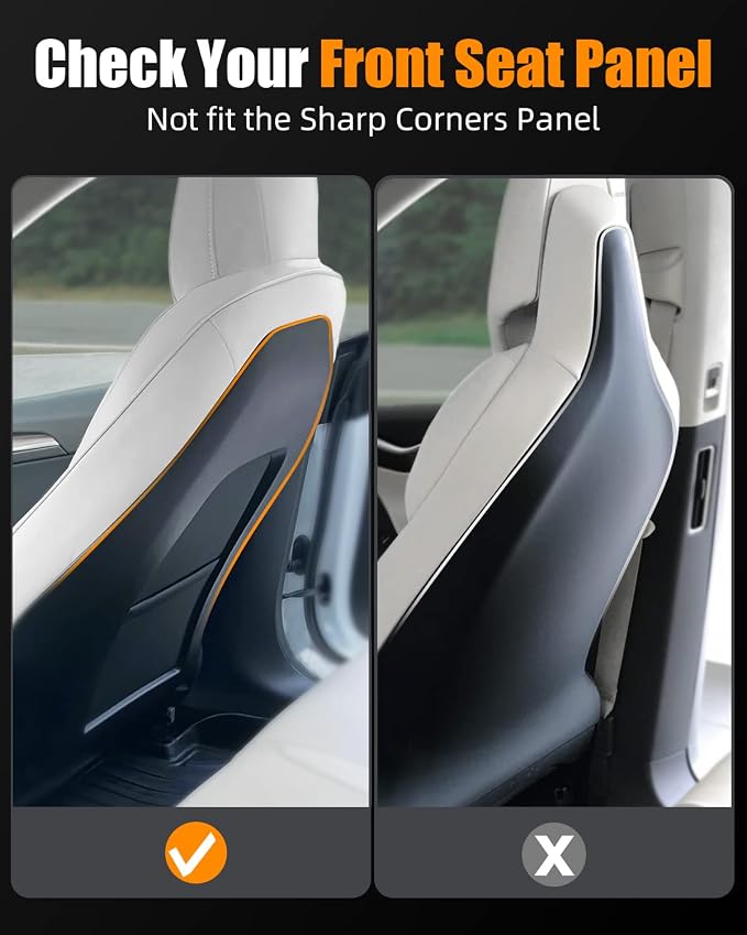 Leather Seat Back Protector Designed for Tesla Model Y Model 3 Model S/X Accessories(Includes 2025 Model Y & 2024-2025 Model 3 Highland), Wear-Resistant Kick Mats with Organizer Pocket, Set of 2 - Image 8