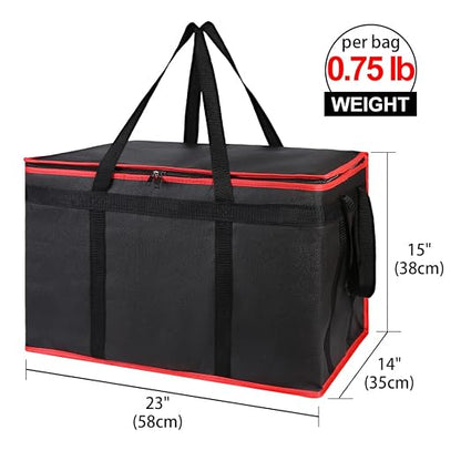 Bodaon Insulated Food Delivery Bag, XXX-Large Grocery Bags, Black-Red, 1Pk | Grocery Tote Insulation Bag for Catering/Drivers for Hot and Cold Meal, Pizza Warmer, Cooler Bag, Food Warmers for Parties - Image 2