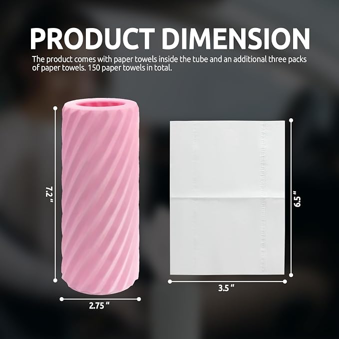 Car Cup Holder Tissue with 3 Pack Facial Tissues, Car Tissues Cylinder, Refillable Round Travel Tissue Tube for Vehicle, Office, Home Use (Pink) - Image 2