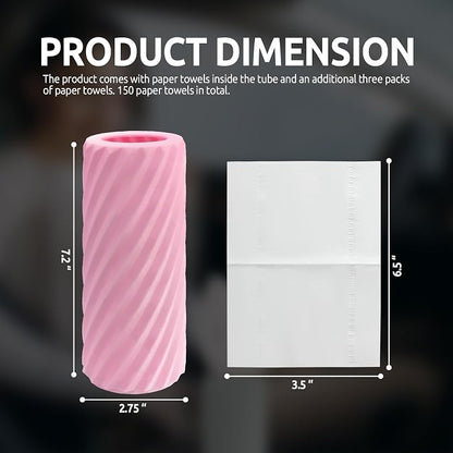 Car Cup Holder Tissue with 3 Pack Facial Tissues, Car Tissues Cylinder, Refillable Round Travel Tissue Tube for Vehicle, Office, Home Use (Pink) - Image 2
