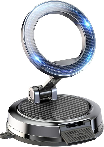 Strong Magnetic Phone Holder for Car & Desk, Compatible with MagSafe, Secure Lock, Universal 360° Rota-Table Car Phone Mount for Dashboard, Glass, Table, Carbon Fiber by Beniduck