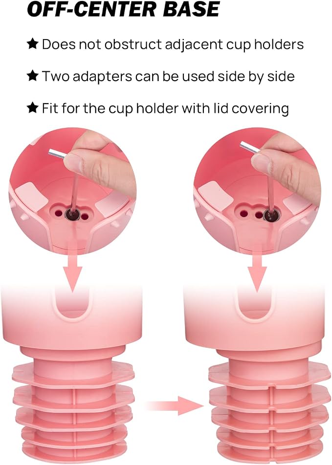 JoyTutus Cup Holder Tray for Car, Car Cup Holder Expander with 360°Rotation Tray, Large Cup Drink Holder Fit for Yeti/Hydro Flask, Detachable Food Tray Table, Pink Car Accessories - Image 4