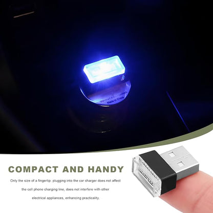 4 PCS USB LED Car Interior Atmosphere Lamp, Mini Night Light Plug-In Trunk Ambient Lighting Kit, Portable USB Interface LED Lamp Interior Decoration for Vehicle Home Office (Blue+Ice Blue) - Image 4