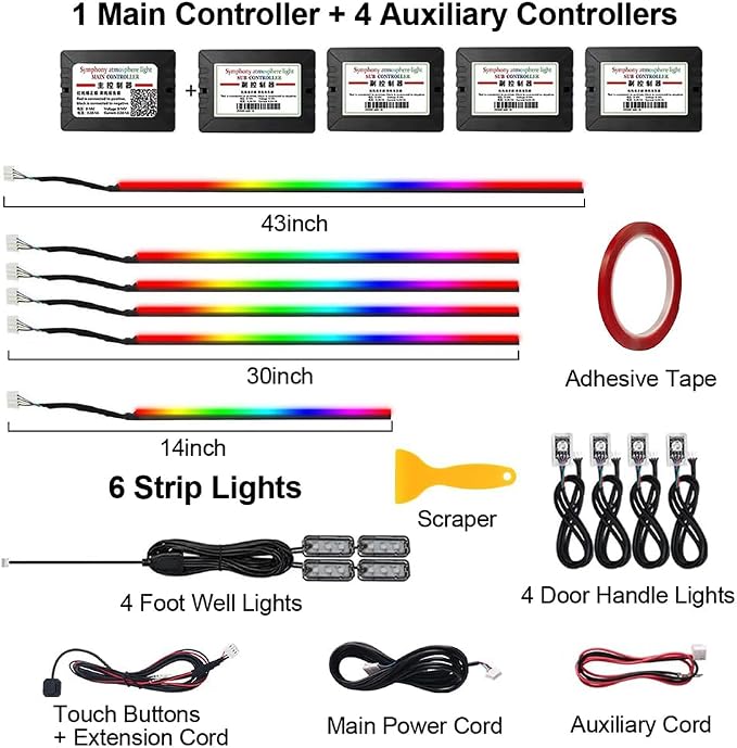 Acrylic Interior Car LED Strip Light, Dreamcolor 14-in-1 RGB Ambient Lighting with APP, 16 Million Colors 175in 600LED Music Sync Lights for Night Driving, Home, Camping & Gift Decor - Image 7