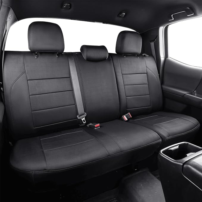 EKR Custom Fit Tacoma Rear Car Seat Covers for Toyota Tacoma (Petrol) 2024 2025 2026 Double cab SR/SR5/TRD Sport/TRD Off-Road/Limited - Second Row Only,Neoprene (Black) by EKR