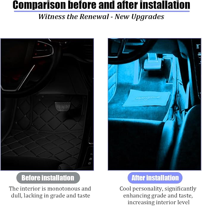 Car Interior LED Lights, 4 in 1 USB Port Automotive Ambient Neon Light Kit, Vehicle Center Console Dashboard Strip Lamps Decoration Accessories, Universal for SUV Truck Sedan (Ice Blue) - Image 5