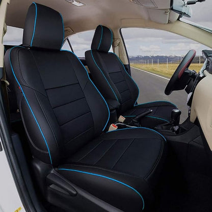 EKR Corolla Seat Covers Custom Fit for Toyota Corolla 2014 2015 2016 2017 2018 2019 L/LE Series Sedan,Leather Car Seat Cover Full Set for SUV-Faux Leather(Black with Blue Trim) - Image 5