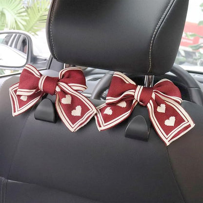 Mandark 2PCS Bow Car Headrest Hooks for Bags, Red Line | PVC construction, clip-on installation keeps items off the floor, fits most cars, SUVs, and trucks, car interior accessories - Image 4