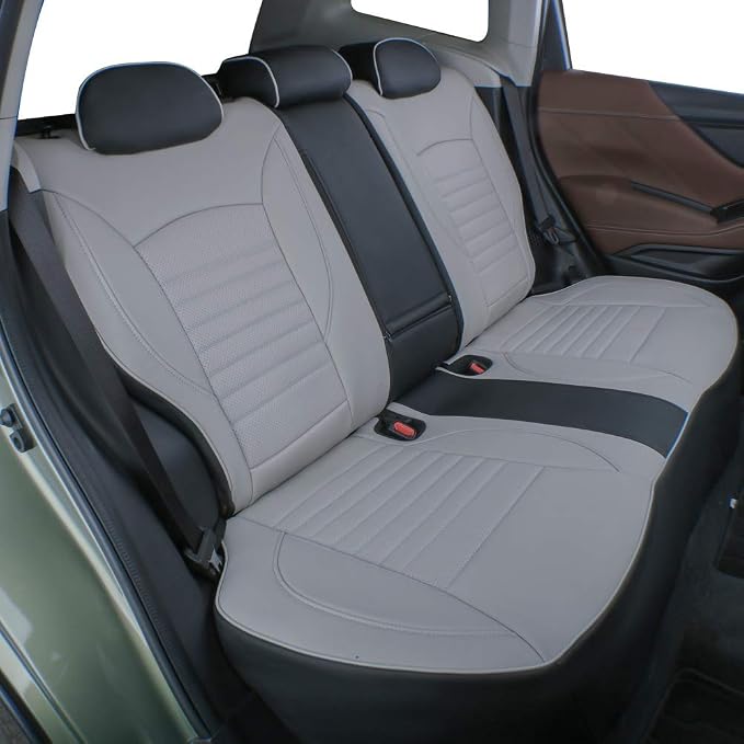EKR Car Seat Covers for Subaru Crosstrek 2026(NO Base),Leatherette Full Set | Custom Fit for Subaru Crosstrek 2026 Premium/Sport/Limited/Wilderness(Rear W/ Armrest),Faux Leather(Black/Gray) - Image 3