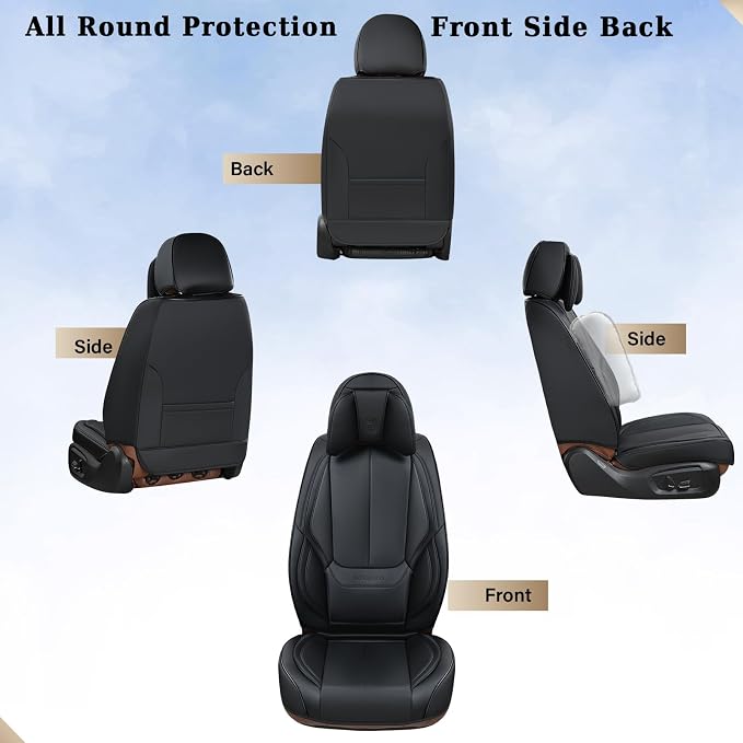 Coverado Car Seat Covers, Seat Covers for Cars, Waterproof Leather Auto Seat Protectors, Leather Car Seat Cushion, Car Interiors Accessories Universal Fit for Most Cars - Image 8