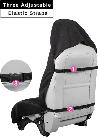 Prpeko 2PCS Terry Cloth seat Cover Universal Waterproof Car Sport Towel Seat Cushion Non-Slip Sweat-Absorbent Towel Cloth Suitable for Gym Workout, Universal Fit for Car SUV Van-Black - Image 6