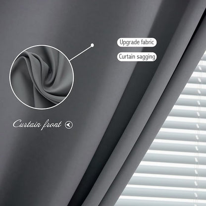 Magic Tape Stick On Curtains Window Shades Pull Down Blackout Window Cover Blackout Curtains for Bedroom No Drillng Self Adhesive Curtains No Rod Small Window, 47" W X 79" L, Grey, 2 Panels - Image 5