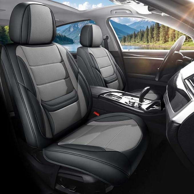 Car Seat Covers Full Set Custom Fit For Lexus GS350 2011-2020, Black&Gray | Lumbar Support, Premium Faux Leather, Breathable, Anti-Slip, Airbag Compatible, Waterproof, Car Seat Protectors, 2 Row-5Seat by Unknown