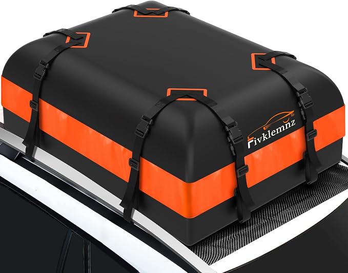 Car Rooftop Cargo Carrier Roof Bag Waterproof for All Top of Vehicle with/Without Rack Includes Topper Anti-Slip Mat + Reinforced Straps + 6 Door Hooks + Luggage Lock | for All Top of Vehicle with/Without Rack Includes Topper Anti-Slip Mat + Reinforced... by FIVKLEMNZ