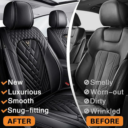 Fit for Toyota Yaris Seat Covers 2007-2020,Premium Leather, 360° Full Protection, Thick Padding & Memory Foam, Waterproof & Stain-Resistant Car Seat Cover Front Set (2 Seat,Black) - Image 5
