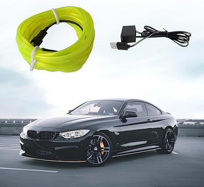 EL Wire Car LED Strip Lights, 16.5FT 5V USB Vehicle Ambient Lighting Kit with Fuse Protection, Automotive Interior Neon Decoration Lamp with 5mm Sewing Edge, Universal Fit (Fluorescent Green) - Image 6
